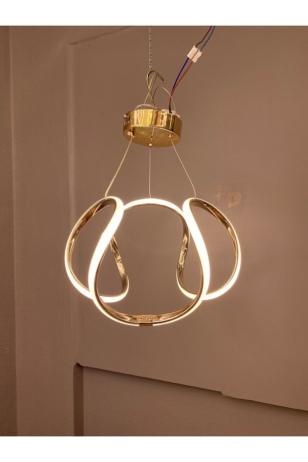 Yüksek Aydınlatmalı Damla Model gold kaplama sarkıt modern 3 renk led avize - 4