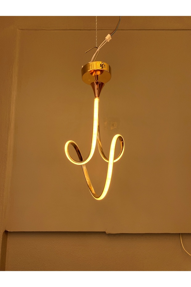 Yüksek Aydınlatmalı Badem Model Gold  kaplama tek top sarkıt modern 3 renk led avize - 3