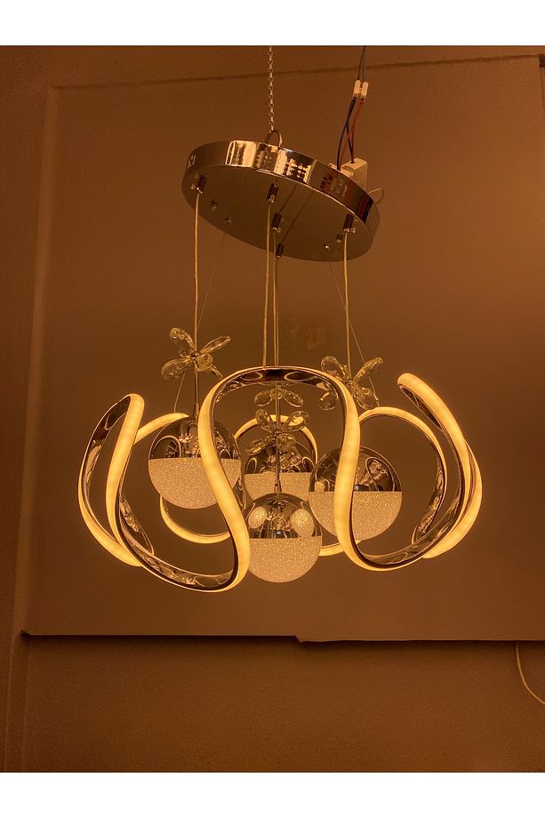 Yüksek Aydınlatmalı Bulut Model Krom kaplama 4 toplu sarkıt modern 3 renk led avize - 3