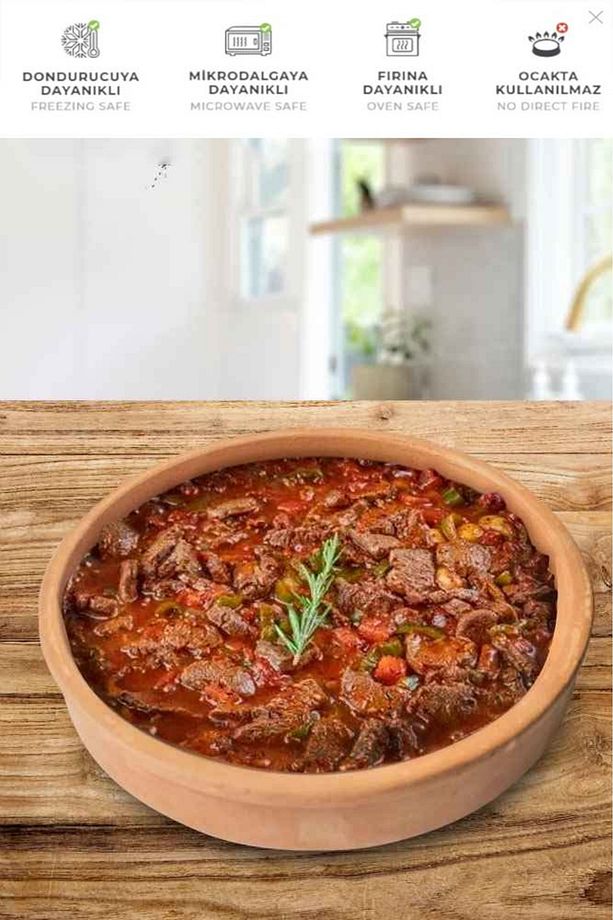 Taş Fırın Uyumlu-yuvarlak Güveç Kabı Çömlek Tava - 1