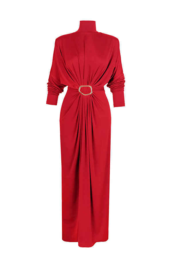 Silvia Buckle Dress Red