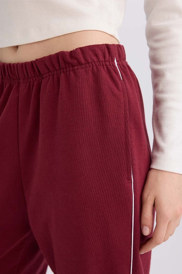 Bordo Jogger Eşofman Altı Cepli Esnek Belli Bağcıklı Dar Paça Uzun Boy E5976ax25sp - 4