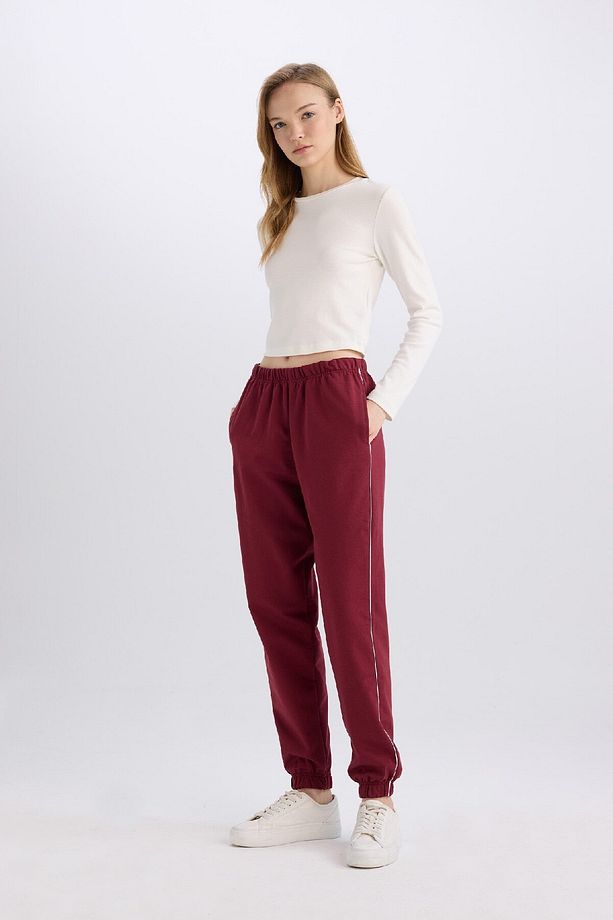 Bordo Jogger Eşofman Altı Cepli Esnek Belli Bağcıklı Dar Paça Uzun Boy E5976ax25sp - 2