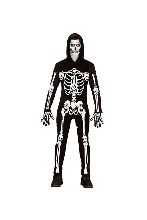 İskelet Kostümü ( Kapşonlu Tulum ) - 2