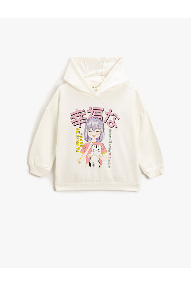 Anime Printed Hooded Sweatshirt