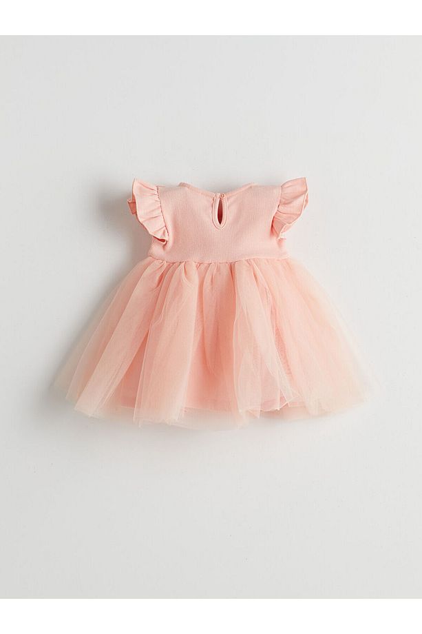 LCW baby Pembe Basic Dantel Tüllü Kız Bebek Elbise - 2
