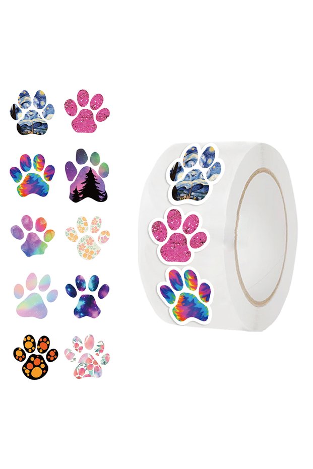 500PCS 500pcs/Roll Creative Dog Paw Stickers Children Learning Reward Stationery Sticker Fashion Off