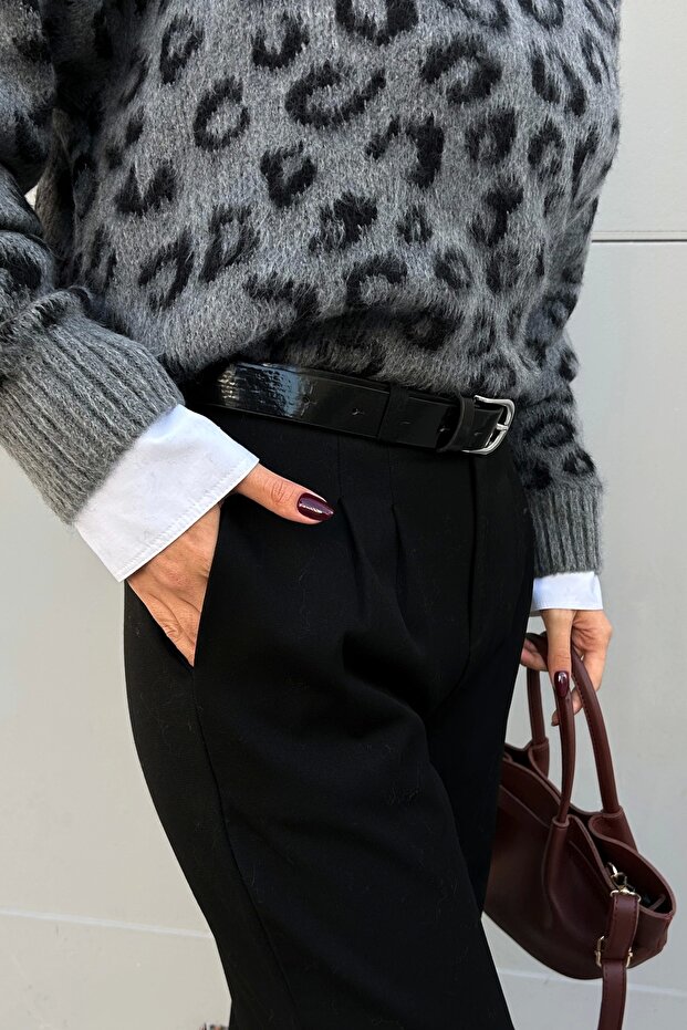 Women's Gray Leopard Pattern Sweater 1014-5229 - 4