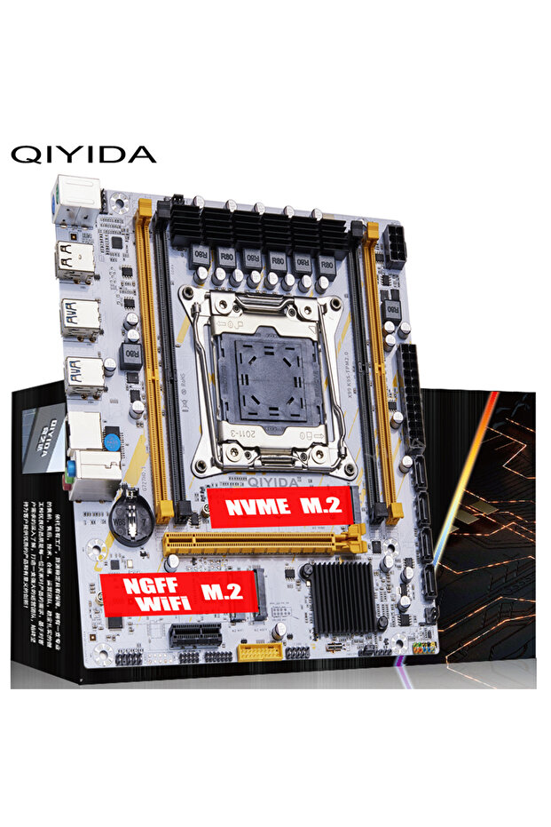 QIYIDA X99 Motherboard Set Kit With LGA2011-3 Xeon E5 2670 V3 CPU (2*8GB) 16GB DDR4 RAM M-ATX NVM... - 2