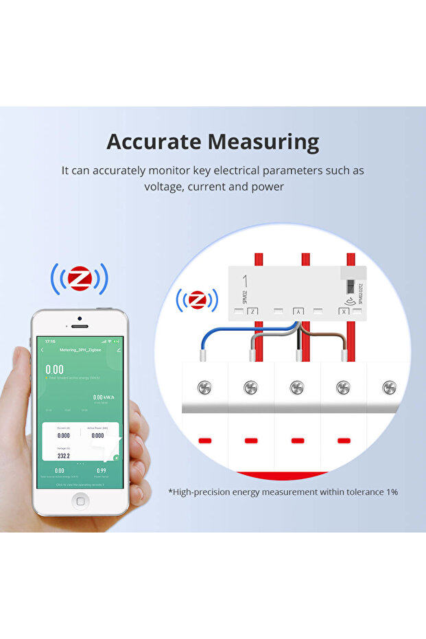 Zigbee control Zemismart Zigbee Smart Energy Meter 3 Phase 4 Wire Power Monitor Sensor Work with Tuy - 3