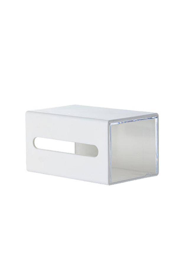 WHITE 1pc Punch Free Bidirectional Storage Box For Makeup Removal, Cotton Hair Clips, And Debris Ext