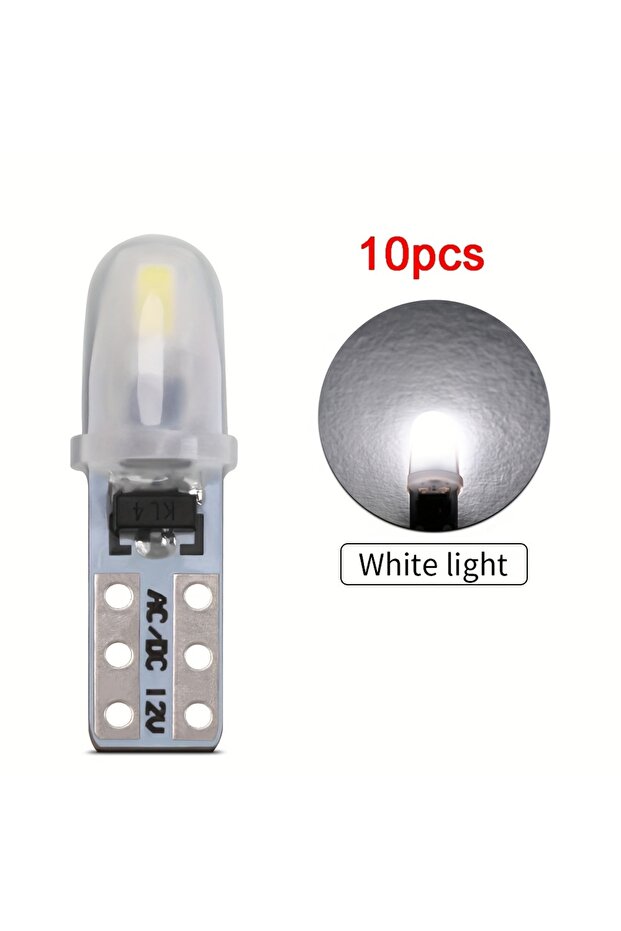 مصباح لوحة القيادة LED ذو المؤشر الإسفيني، 10 قطع، أبيض، T5، 10 قطع