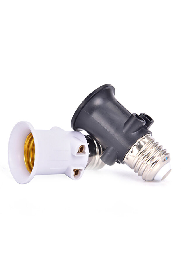 White Pbt Fireproof E27 Bulb Adapter Lamp Holder Base Socket Conversion With Eu Plug - 8