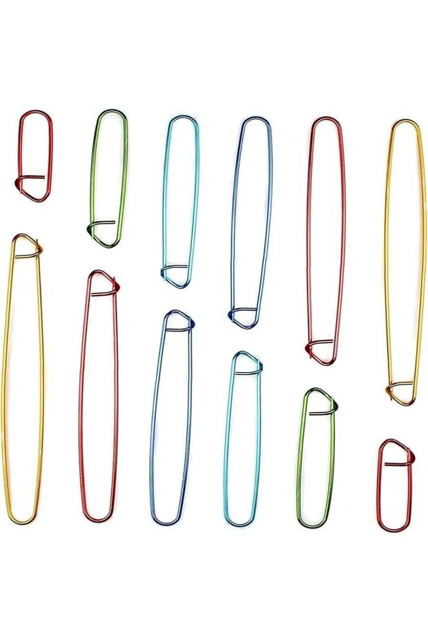 army green 12Pcs Stitch Holders Markers Aluminium Yarn Stitch Holder Set For Knitting Crocheting Col