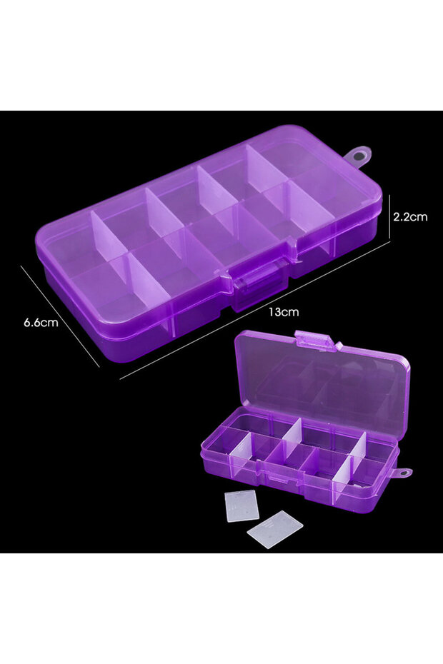 10 Grids Purple 10Grids 15Grids Plastic Organizer Storage Container Jewelry Organizer Box with Adjus - 1