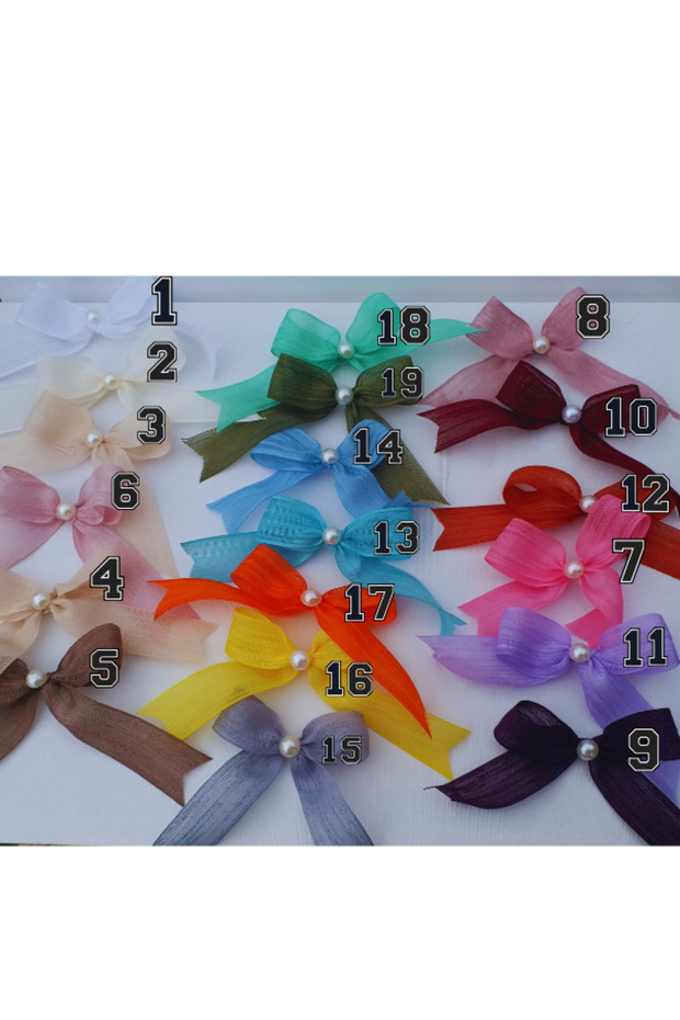 Napoli Linen Ribbon Pearl Detailed Instant Bow (50 Pieces)