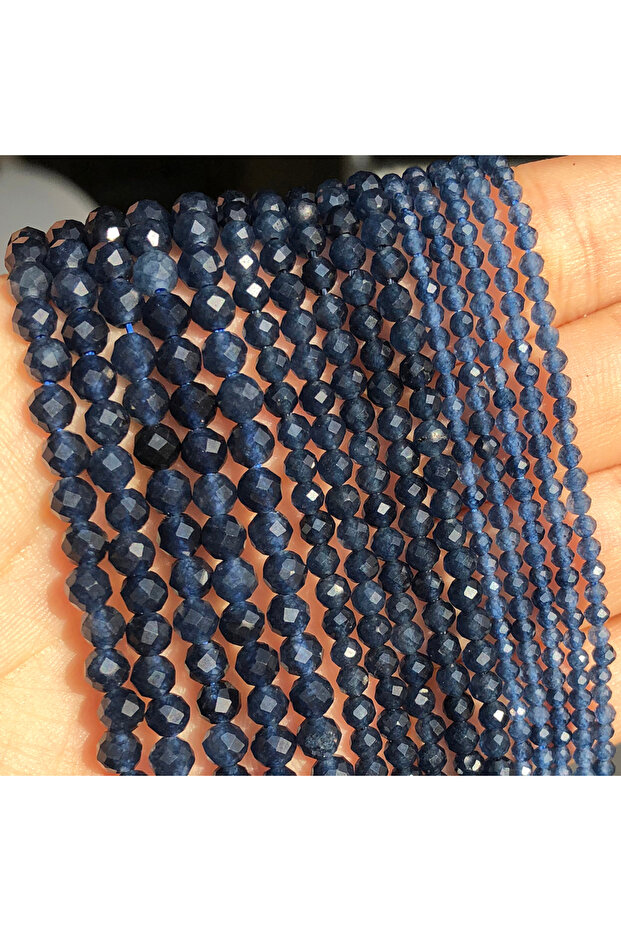 4mm (approx 91pcs) Blue Sapphire 2 3 4mm Natural Faceted Blue Sapphire Stones Loose Spacer Beads for