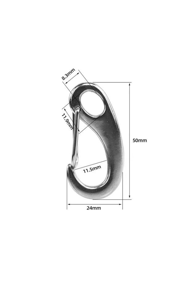 50mm 316 Stainless Steel Multifunctional Egg Shape Spring Snap Hooks Marine Hiking Camping Belt Cara