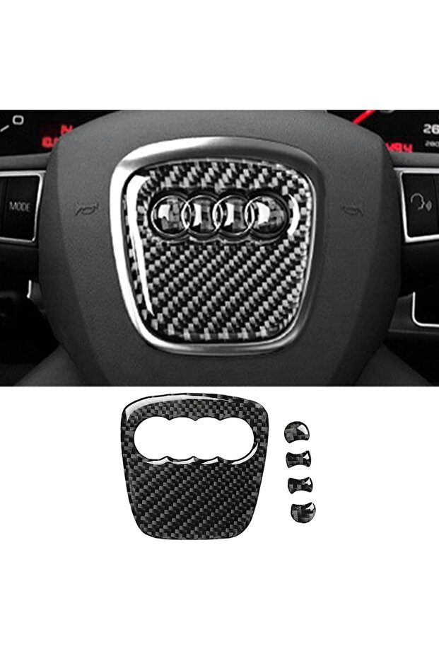 Car Steering Wheel Ring Trim Carbon Fiber Sticker Cover Decoration Auto Accessories For Audi A4 B8 8