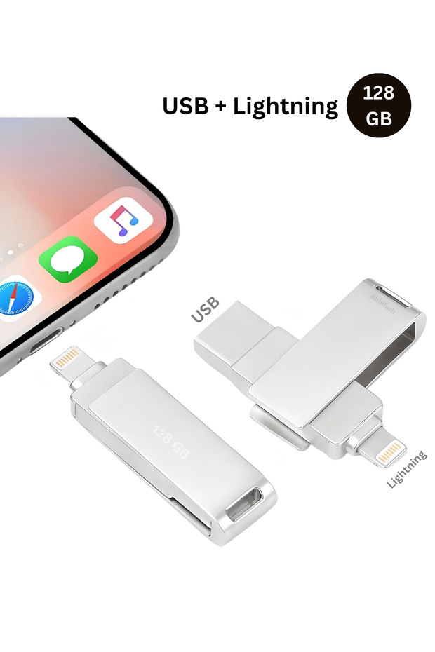 iPhone iPad Compatible 128Gb Flash Memory 3.0 Otg Data Transfer Storage from Phone or Computer