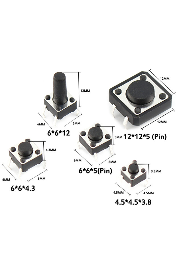 125PCS Assorted Micro Push Button Tact Switch Kit - 25 Types, Including Reset & Mini Leaf Switche... - 4