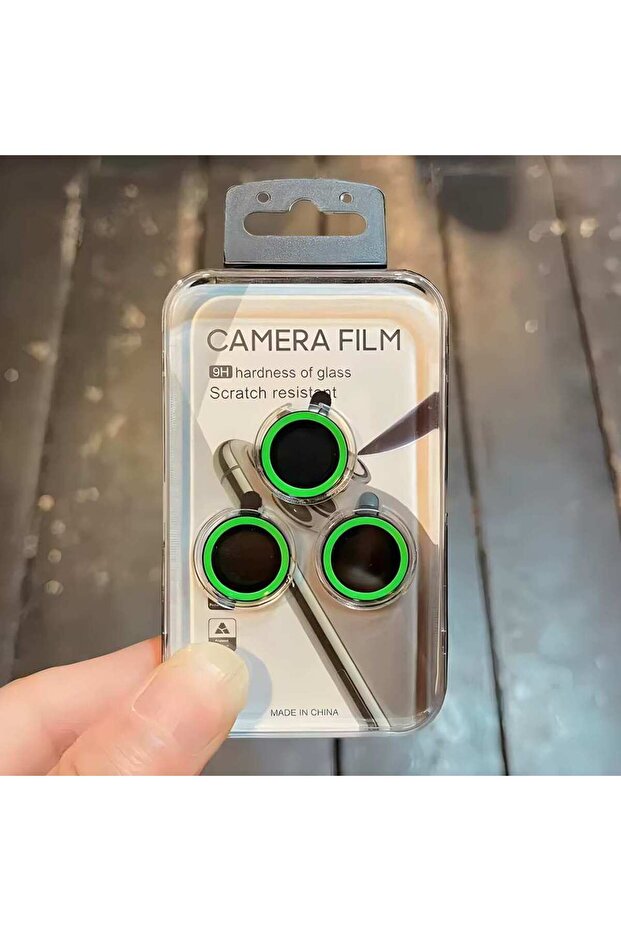 Tempered glass 15pro 15proMax(3pcs green Noctilucent Camera Protect Lens For iPhone 15 14 Pro Max Co