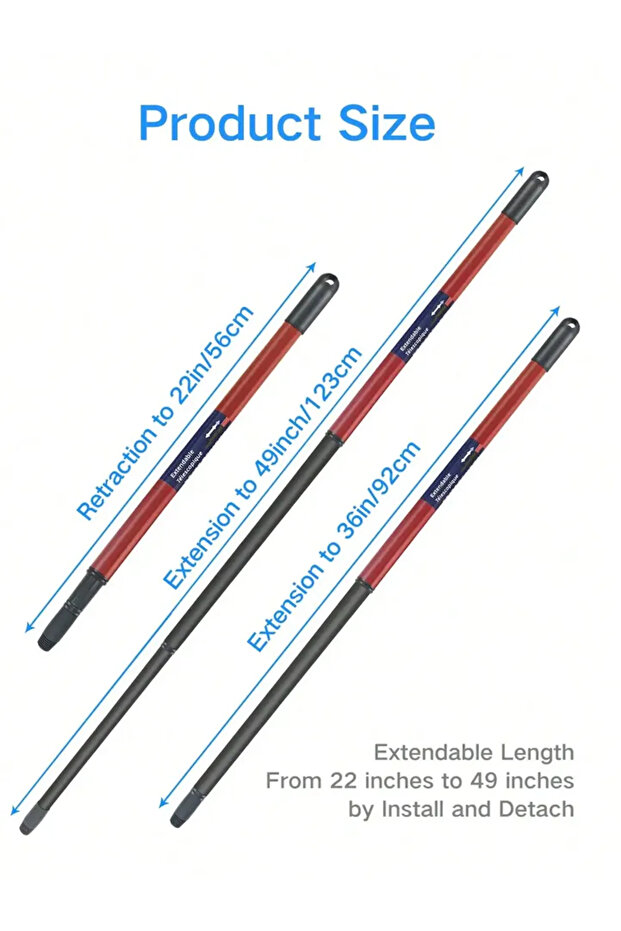 Mop Handle And Base 1*Extendable Spin Mop Handle + 1*Triangle Base Compatible with O-Cedar and Vile - 3