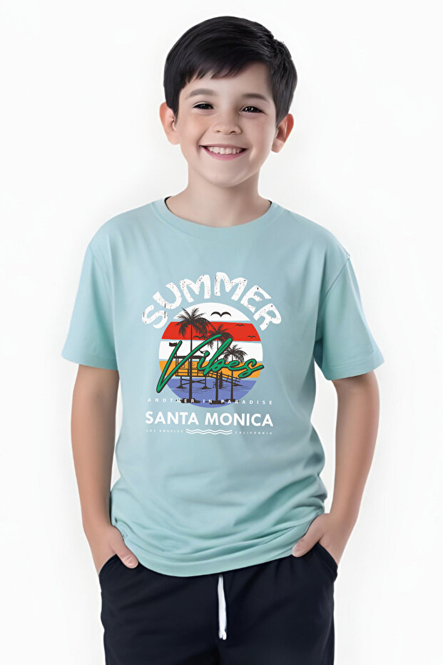 Summer Printed Boy's Round Neck Short Sleeve T-Shirt