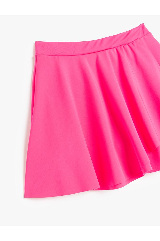 Beli Lastikli Pileli Kruvaze Basic Mini Şort Etek - 3