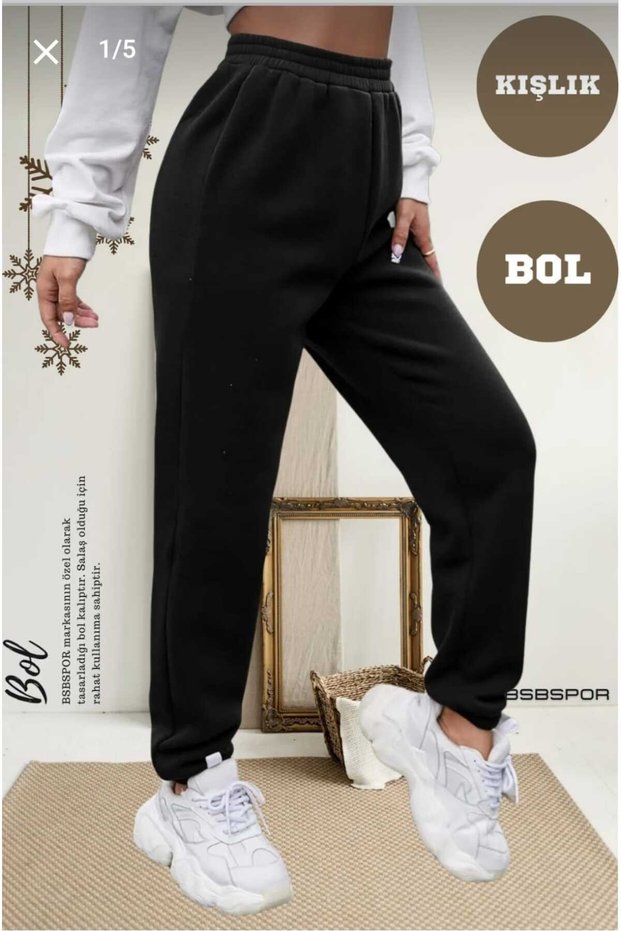 Oversize Elastic Leg Black Sweatpants