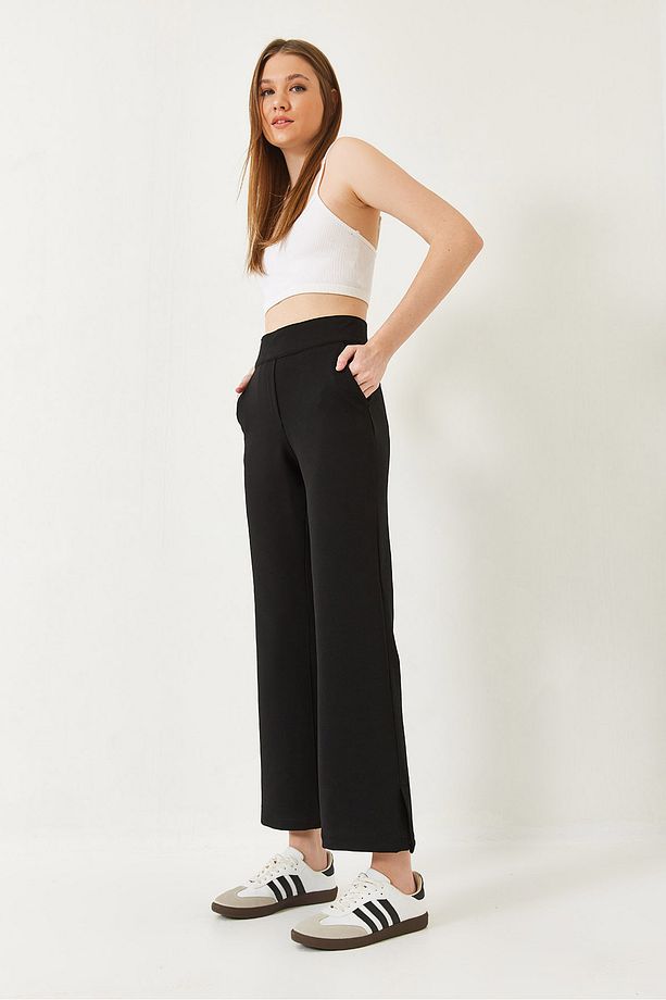 Kadın İspanyol Paça Cep Detaylı Beli Lastikli Örme Pantolon 80110 60271045 - 4