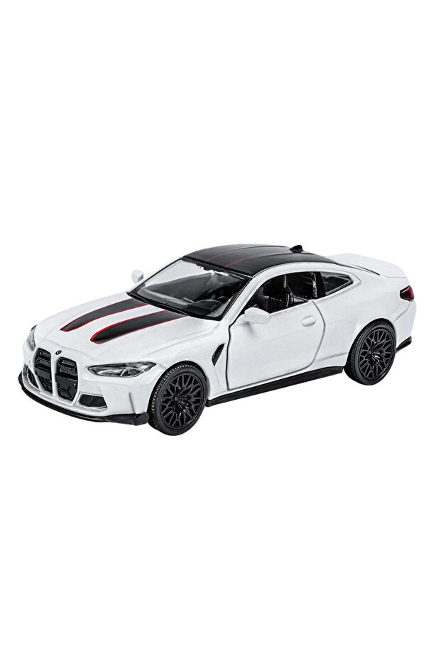 سيارة BMW M4 CSL بيضاء بمقياس 1/36، نموذج سيارة من سبائك معدنية عالية المحاكاة، باب مفتوح ووظيفة سحب للخلف