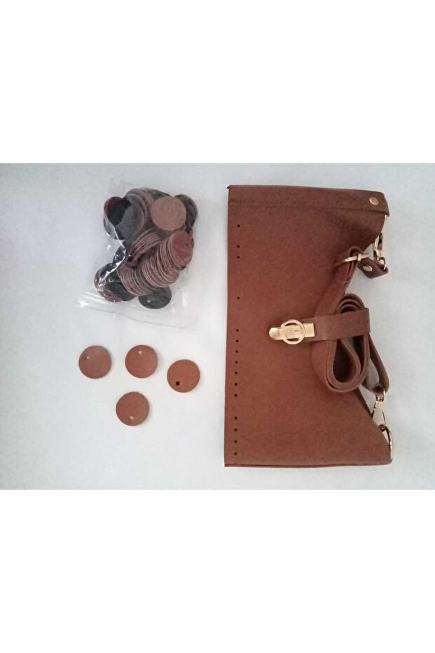 مجموعة حقيبة جلدية مطرزة - 6