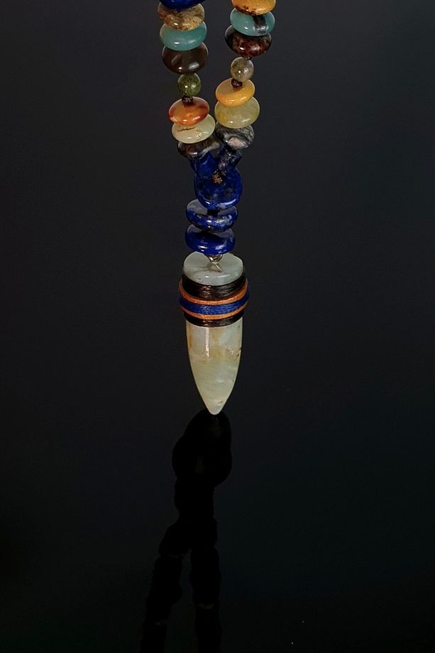 Lapis Lazuli Akuamarin, Jasper Ve Amazonit Uçlu Bohem Kolye - 2