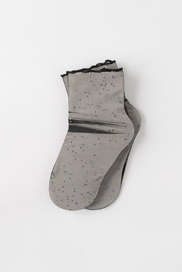 Colorful Glitter Printed Girl's Tulle Socks