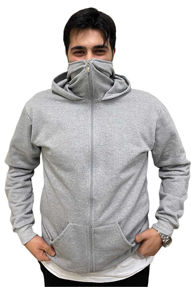 Double Hooded Orco Model Two Thread Soft Texture Basic Sweatshirt - 1