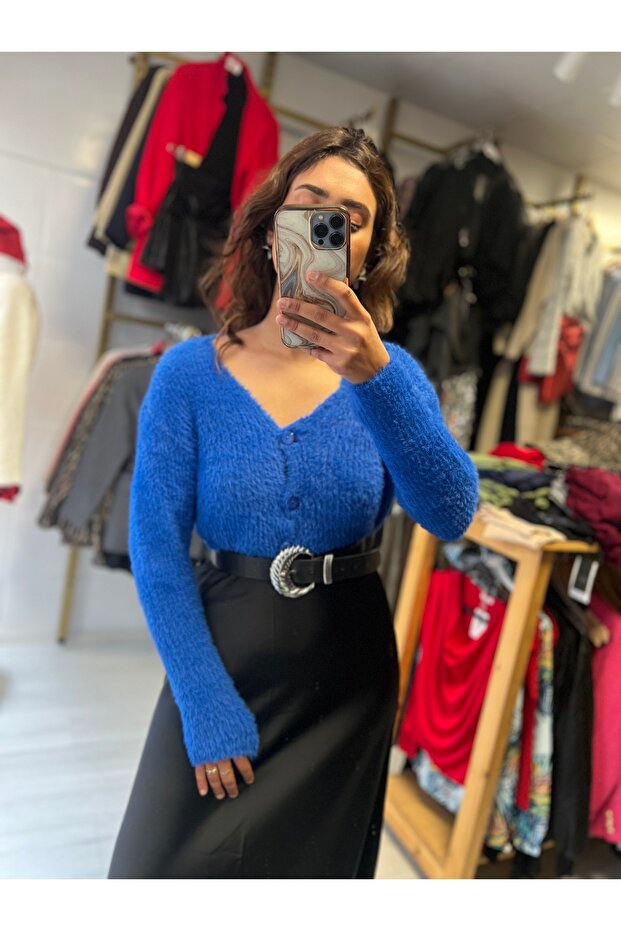 Crop örme hırka - 2