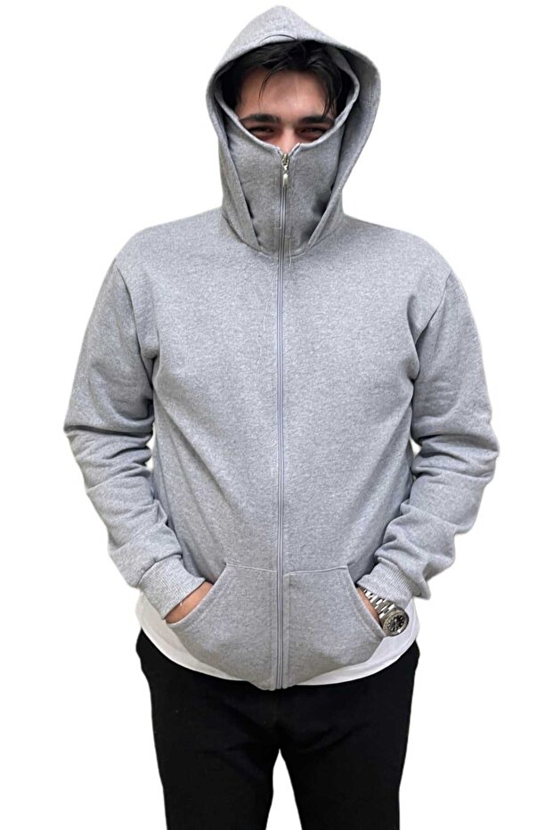 Double Hooded Orco Model Two Thread Soft Texture Basic Sweatshirt - 5