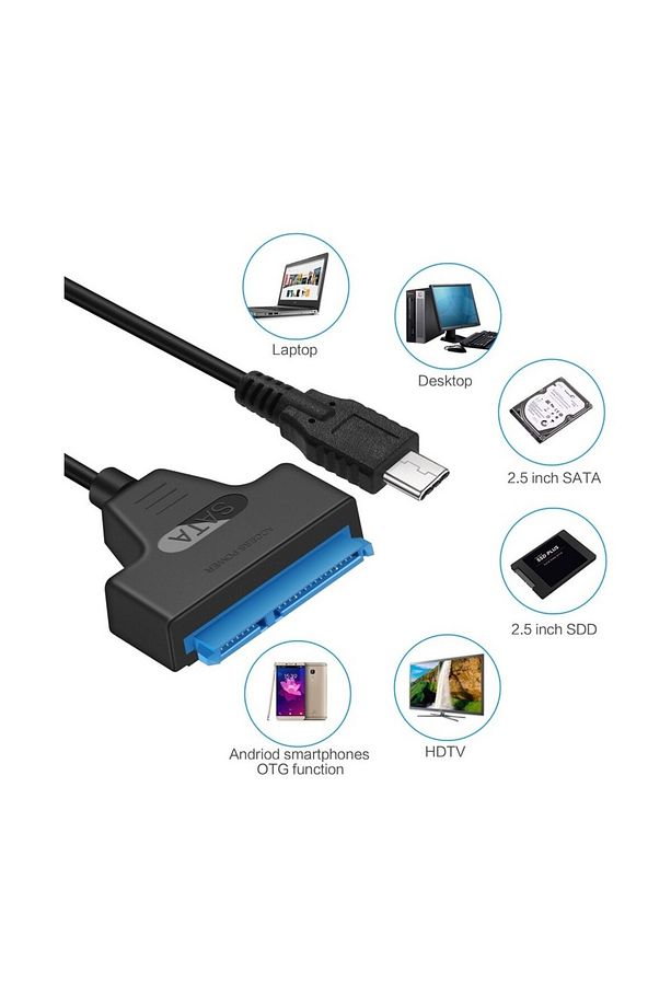 A3934 Type C 3.1 USB To 2.5 3.5 Inç Sata SSD HDD Hard Disk DVD Kablosu - 2