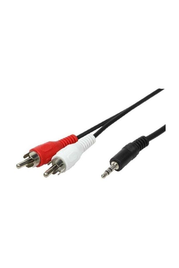 1.5 Metre Siyah Stereo To Rca Kablo 2+1 - 5+1 Bilgisayar Pc Ses Kablosu 3.5 Mm Jak Renkli Kablo - 4