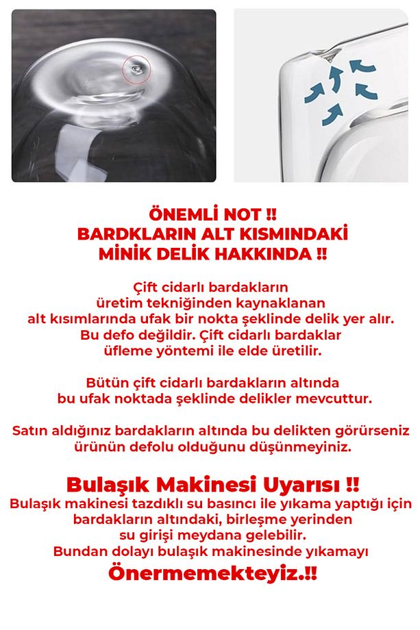 (2 ADET) Çift Cidarlı Kulplu Bardak - Isıya Dayanıklı Borosilikat Bardak - 2