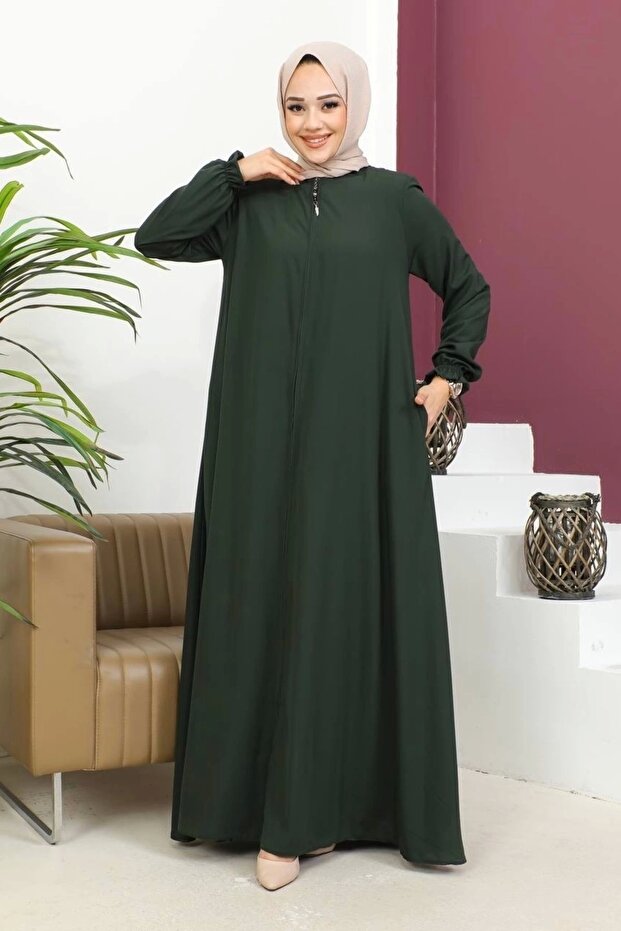 Medina Silk Mevlana Ferace - Khaki / F0123
