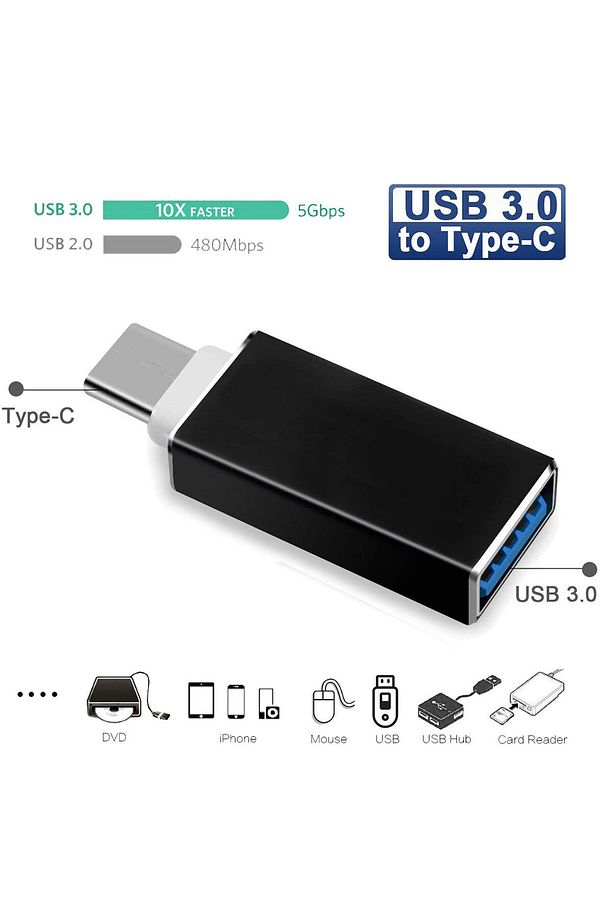 Type C Usb 3.1 to Usb 3.0 Şarj Data Çevirici Dönüştürücü Adaptör Data Cable OTG Adapter - 3