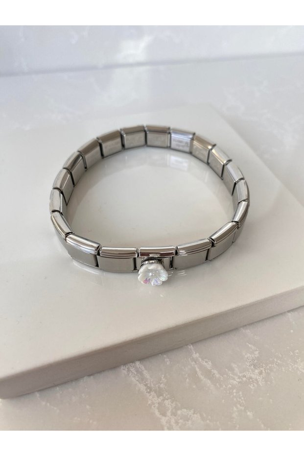 White Floral Hologram Bracelet - Italian Charm