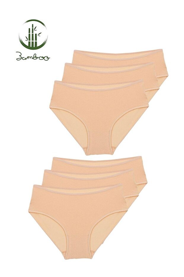 6 Pack Women's Skin Bamboo High Waist Stretchy Soft High Quality Bato Panties