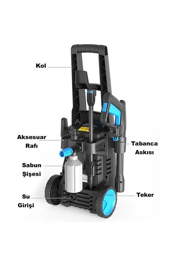 Yüksek Basınçlı Yıkama Makinesi Araç Yıkama Oto Yıkama 1400w - 5