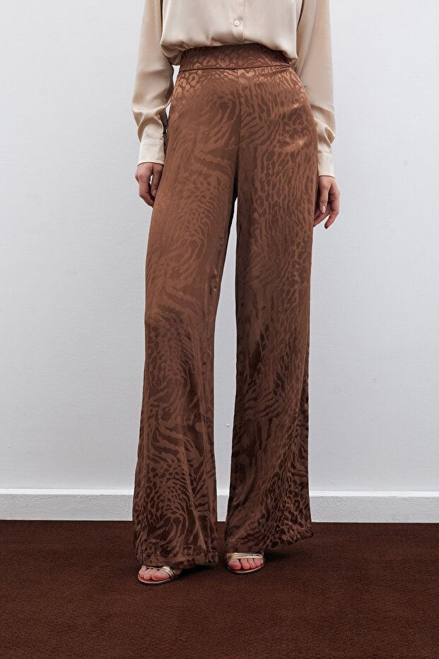 بنطلون ستان منقوش - بني - 6