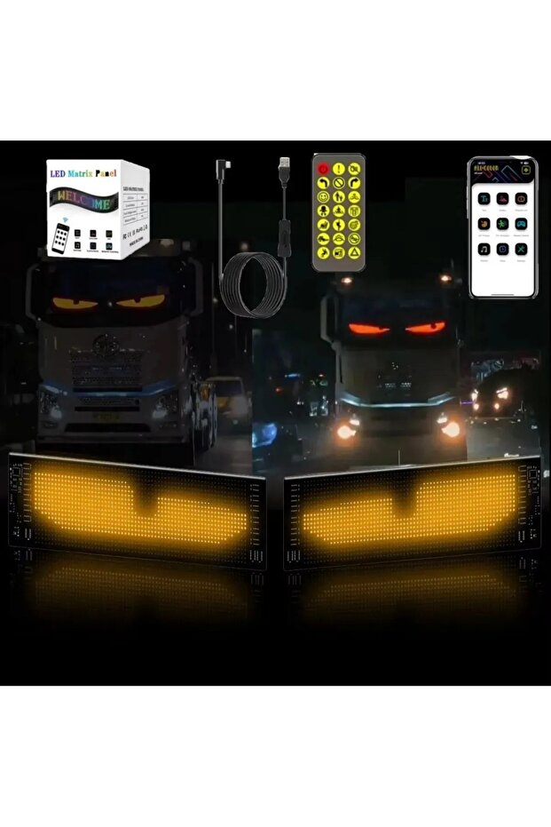 لوحة إعلانية LED ماتريكس مع رمز عين القطة اللاصق وجهاز تحكم عن بعد (الحجم 12*60 سم)