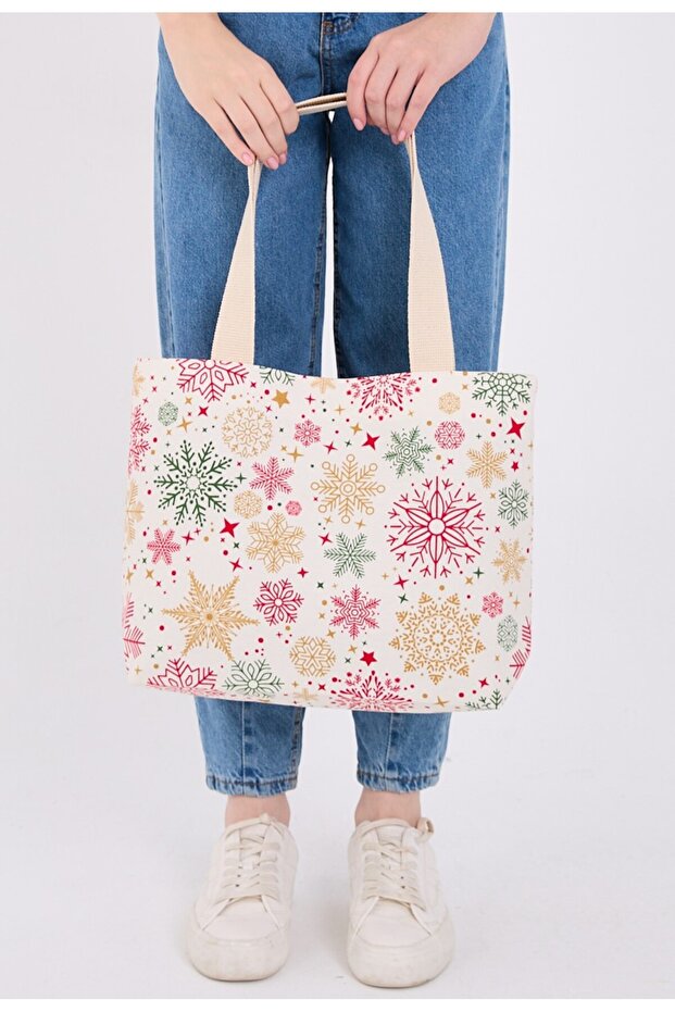 | Women's Bag | Canvas | Large Size | Lined | Snap Fastener | Inner Pocket | New Year | Casual