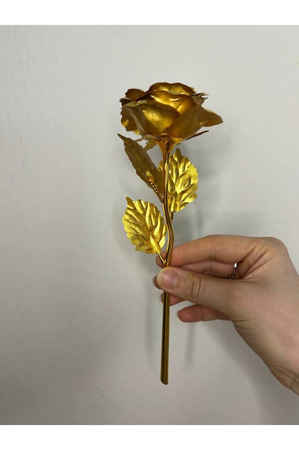 1 Adet Solmayan Gül, Yapay Gül, Sonsuzluk Gülü, Anneler Günü Hediyesi, Altın Varaklı Yapay Gül - 1